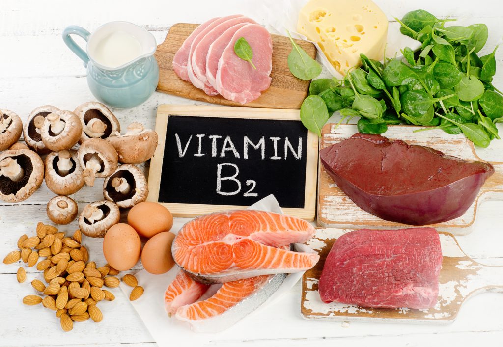 Riboflavin, also known as Vitamin B2 found naturally in plants, grains, salmon, liver and dairy products.