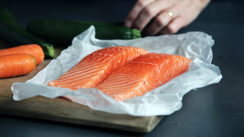 One serving of salmon meets 48% of the DV for vitamin B1 or thiamine, essential for hair growth and development.